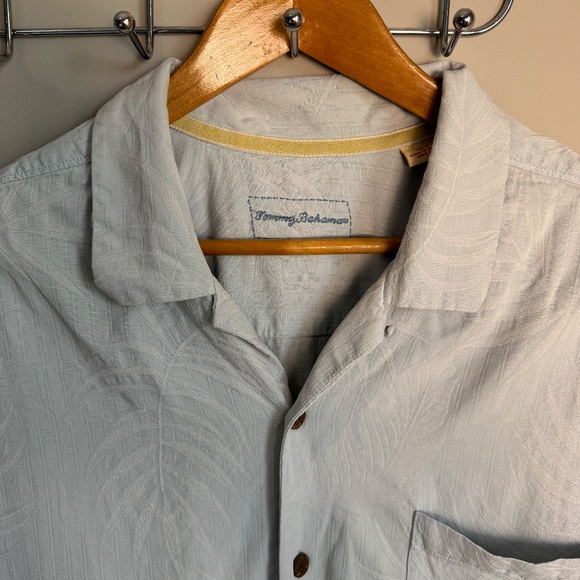 Tommy Bahama Mens 100% Silk Tropical Hawaiian Jacquard Shirt Blue‎ Size XLT Dad - Picture 5 of 16